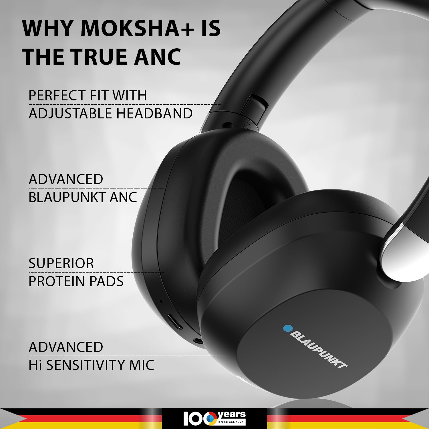 Premium Hybrid ANC Over Ear Headphone BH61 by Blaupunkt