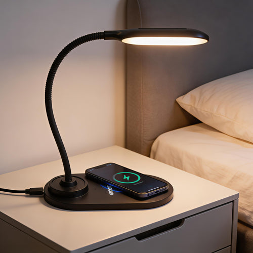 Eye‑Care LED Desk Lamp with Qi Wireless Charger by Envent